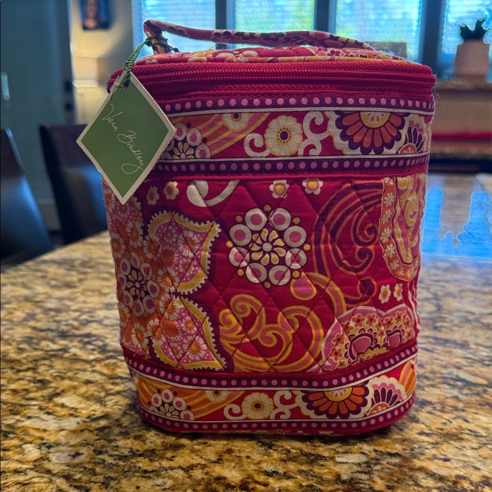 Vera Bradley Floral Pink and Orange Cosmetic Case/Lunch Bag NEW WITH TAGS